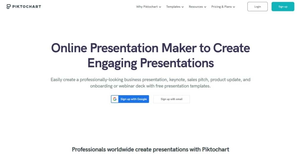 3. Piktochart: Best for online presentation maker