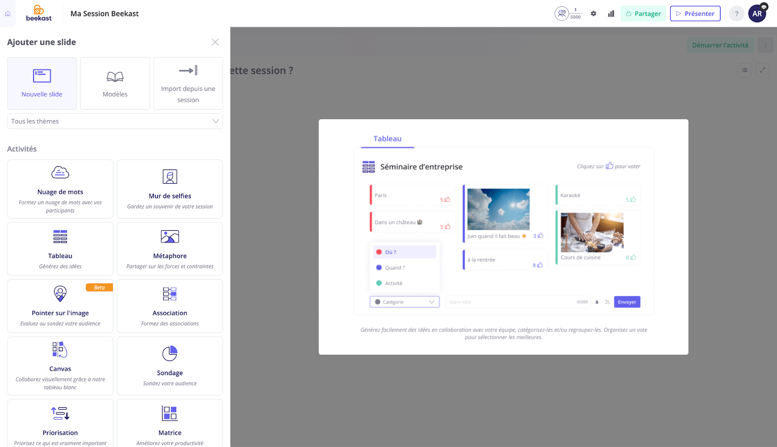 1. Beekast: Pour organiser des réunions en collaboration 